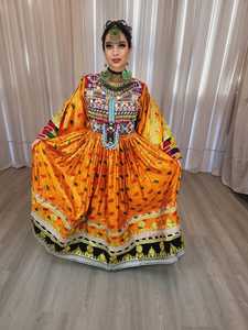 Robe longue en dentelle brodée style afghan populaire pour femmes, manches longues, en tissu naturel, pour les soirées. - Product Image 5