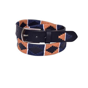 Handmade Leather Polo Belt With Traditional Pampa Diamond Embroidery Equestrian Style Casual Wear - Product Image 4