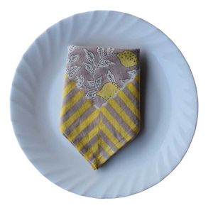 Meilleur prix pour serviette en coton imprimée à la main, 45x45 cm, motif rayures et feuilles, style pastoral, pour décoration de table, rectangulaire - Product Image 5