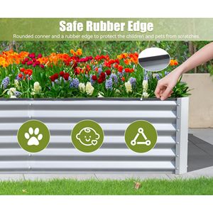 Large 6x3x1.5ft Galvanized Metal <b>Planter</b> Box Outdoor Raised Garden Bed Garden Supply for Growing <b>Vegetables</b> and Fruits - Product Image 2