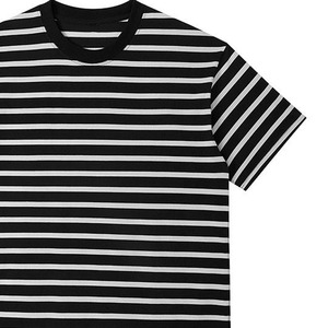 Men's <b>Striped</b> Short Sleeve T-<b>Shirt</b> Regular Fit O-Neck Casual Knitted 100% Cotton <b>Black</b> <b>White</b> Patterned - Product Image 4