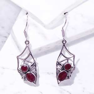 Pendientes Colgantes Hechos a Mano con Diseño de Araña, Plata de Ley 925, Anillos con Múltiples Piedras Preciosas, Precio al por Mayor, Joyería de Plata - Product Image 3