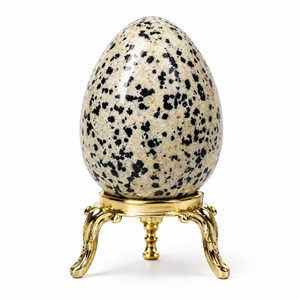 Pierre de jaspe dalmatien naturel polie en forme d'œuf, pierre précieuse de guérison, pierre décorative pour la méditation Reiki et la décoration intérieure - Prix de gros - Product Image 3
