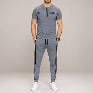 Conjunto Deportivo Casual de Verano de Alta Calidad, Estampado, Mezcla de Algodón Suave, Ligero, Elástico y Transpirable, Camiseta de Manga Corta y Pantalones Jogger - Product Image 6