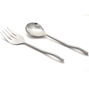 Twisted Handle With Spiral End Salad Server Metal Decorative Salad Cake Server Silver Plated - Product Image 5
