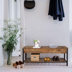 Industrial <b>Metal</b> Frame RT Lift Top Shoe Storage <b>Bench</b> for Entryway Dining Room Hallway Living Room Coat Stand - Product Image 1