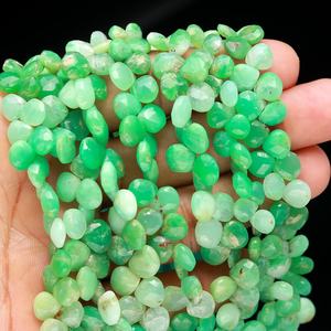 Chrysoprase Faceted Beads Necklace Natural Chrysoprase Heart Shape Gemstone Loose Beads 7mm <b>Bracelet</b> Necklace Jewelry Making - Product Image 5