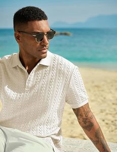 Kinetix Knit - Camisa polo informal para hombre, texturizada, de manga corta, elástica, para golf, vacaciones de verano, playa, con cuello - Product Image 6
