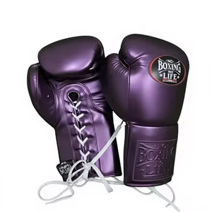 No Boxing No Life Purple PU Leather <b>Lace</b>-Up Boxing Gloves Adult Training Gear Breathable Full Finger - Product Image 2