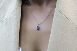 S925 Sterling Silver Classic 18K <b>Solid</b> <b>Gold</b> Fine <b>Pendant</b> Necklace Marquise Cut Sapphire Gemstone Chain Engagement Fine Necklaces - Product Image 2