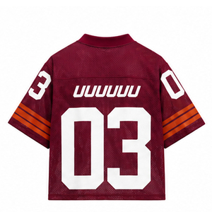 Maillot de football unisexe de haute qualité à col mandarin imprimé en mesh, manches courtes, numéro personnalisé 03, respirant, 100% polyester, pour équipe - Product Image 5