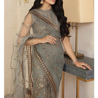 Sari indien Banarasi en polyester doux et géorgette, bordure brodée en dentelle, longueur ras du sol, idéal pour les mariages et les fêtes, très tendance pour l'hiver, style pakistanais