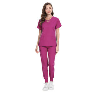 Ensemble d'uniformes médicaux pour femmes, tissu extensible doux, vêtements de travail pour infirmières avec pantalon de jogging - Product Image 3