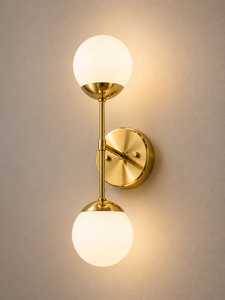 Simple LED Ball Wall <b>Lamp</b> Modern Double-Headed Top Bottom Lighting Iron E26 Base Off-White Shade for Bedroom Living Room & <b>Study</b> - Product Image 1