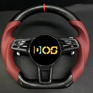Volant en cuir <span class=keywords><strong>orange</strong></span> personnalisé DOS pour Porsche Cayenne Macan Cayman 718 991 911 Panamera Volant en <span class=keywords><strong>fibre</strong></span> de carbone avec LED - Product Image 6