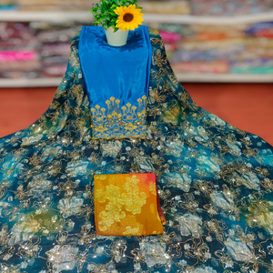 Tissu pour robe de mariée somalienne de qualité étonnante avec perles de pierre Fransawi Dirac imprimé numérique multicolore pour les femmes somaliennes - Product Image 6