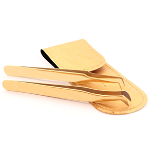 Wholesale Stainless Steel Eyelash Extension Tweezers Color Pink Tip Gold Pouch Packing Hand Tested Grafting Tool - Product Image 4