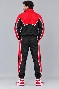 Conjunto Deportivo Personalizado para Hombre en Negro y Rojo, Chaqueta Cortavientos Ligera y Pantalones Jogger, Fabricantes de Ropa Deportiva al Por Mayor - Product Image 4