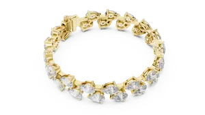 Bracelet tennis à quatre griffes en or massif 18 carats avec diamant de laboratoire taille poire, bijoux fins pour femme, scintillant, fermoir à maillons flexibles - Product Image 1