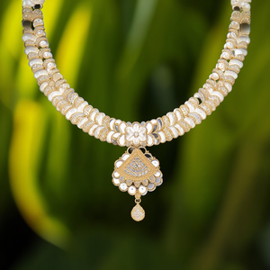 Conjunto de Collar Geométrico de Diseño 11058830GL con Imitación de Diamante Americano, Perla, Chapado en Oro, Joyería Fina, Zirconia y Perla - Product Image 3