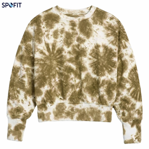 เสื้อสเวตเชิ้ตคอกลมแบบย้อมสีตามสั่งสำหรับผู้ชายและผู้หญิง ทรงโอเวอร์ไซส์ สไตล์ลำลอง สตรีทแวร์ แขนยาว ผ้าฝ้ายฟลีซ - Product Image 5