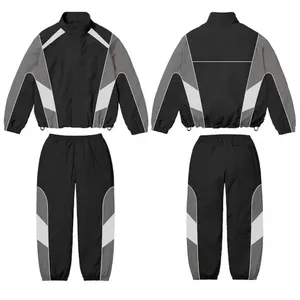 Ensemble survêtement personnalisé avec logo, couleur violette, veste coupe-vent et pantalon pour homme, 2 pièces, streetwear, sportswear, fournisseur de survêtements en nylon - Product Image 2