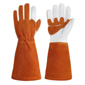 Gants de soudage TIG en cuir de chèvre renforcé et croûte de cuir de vache, ignifuges, protection industrielle des mains pour soudeurs - Product Image 6