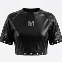 MALUZA INDUSTRIES Top Corto de Felpa Estampado para Mujer, Diseño de Invierno, Logotipo Frontal, Estilo Urbano, 100% Algodón Transpirable