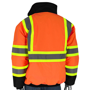 Veste de sécurité réfléchissante en polyester orange haute visibilité, logo personnalisé, fermeture éclair, vêtements de travail, veste fluorescente haute visibilité, style bomber - Product Image 2