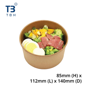 Bol à salade en papier kraft brun de bonne qualité avec couvercle, 850cc, conteneur alimentaire pour stand de restauration rapide, événement, fête, boutique - Vendeur malaisien - Product Image 2
