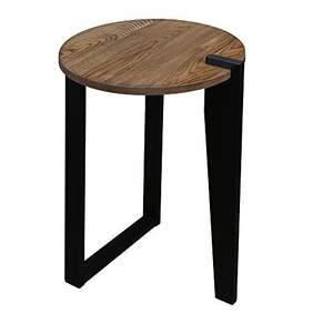 Elegante mesa auxiliar de hierro con superficie de madera diseñada para interiores modernos con base de hierro minimalista y acabado de madera cálida. - Product Image 5