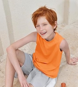 Camiseta sin Mangas para Niños de Color Naranja con Logotipo Personalizado de Buena Calidad, Chaleco para Bebés, Ropa para Niños, Tops Transpirables para Niños - Product Image 2