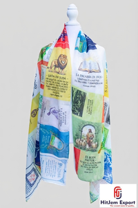 Custom Printed Long Scarf OEM ODM Manufacturer <b>Silk</b> Feel Fashion Shawl Hijab <b>Head</b> <b>Wrap</b> Private Label Textile Factory India - Product Image 3