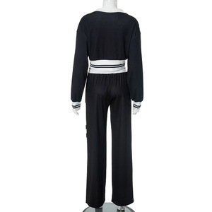 <b>Women</b> Tracksuit Sporty Color Blocking 2 Piece Set Full Sleeve Zip Crop <b>Jacket</b> Wide Leg Pants Casual Jogging Outfit Autumn - Product Image 3