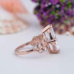 Marquise Cut Moissanite Engagement <b>Ring</b> Prong <b>Set</b> 925 <b>Sterling</b> <b>Silver</b> Wedding Band for Women Rose Gold Plated Moissanite Engage - Product Image 2