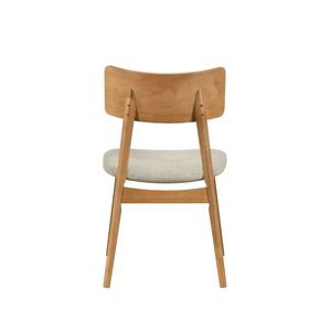 Set di 2 Sedie da Pranzo Imbottite in Tessuto Beige con Schienale Curvo, Mobili in Legno con Finitura Naturale - Product Image 4
