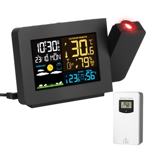 Sveglia intelligente a proiezione atomica orologio radiocomando funzione WWVB Dual allarmi Snooze umidità della temperatura Wireless esterna - Product Image 5