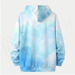 Unisex Oversized Hoodie Gradient Blue <b>White</b> <b>Tie</b> Dye Print Front Pocket Breathable Casual Hooded Sweatshirt Spring Style - Product Image 2