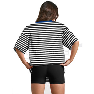 Camiseta de manga corta para mujer, oversize, de algodón, personalizada, ropa al por mayor. - Product Image 4