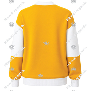 Suéter Cárdigan de Punto para Mujer Philo, Invierno, Amarillo y Blanco, con Bloques de Color, Logotipo Bordado en la Parte Delantera, Casual, Manga Larga - Product Image 2