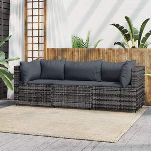 Ensemble de salon de jardin gris avec coussins anthracite pour la détente en plein air - Product Image 1