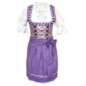 Vestido Tradicional Bávaro Dirndl Rosa Vintage Mini de Algodón Transpirable con Diseño Personalizado para Oktoberfest, con Sujetador Incorporado - Product Image 3