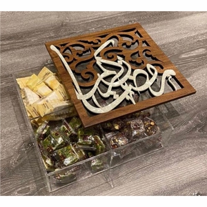 Luxury Wooden Crescent Moon Basket <b>Ramadan</b> Mubarak <b>Gift</b> Hamper Wooden Eid Decor Tray Fruit Dates Candy Storage Packaging <b>Box</b> - Product Image 6
