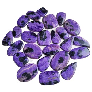 Charoite Naturelle, Cabochon de Cristal en Pierre Brute, Coupe Coussin, Qualité Supérieure Mixte, Certifié par un Certificat Externe, Taille Unique, Effet de Couleur Changeant, Vente de Bijoux - Product Image 1