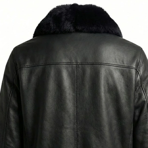 Genuine Leather <b>Shearling</b> Winter <b>Jacket</b> <b>Men</b> Premium Sheepskin Fur Aviator Coat Comfortable Warm Outerwear Style - Product Image 3