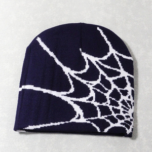 Unisex Spider Web Knit Beanie Hat Y2K Streetwear Warm Slouchy Cuffed Skull <b>Cap</b> <b>Winter</b> Daily Outdoor Headwear - Product Image 2