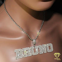 Collier Hip Hop de Luxe avec Pendentif Lettre 'CEO King' en Moissanite et Diamants Sertis
