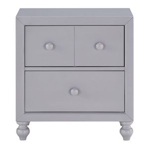 Comodino Moderno Grigio con Piedini Torniti e Cassetti con Pomelli in Legno - per Camere da Letto Contemporanee - Product Image 3