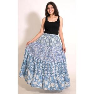 Boho Cotton Patchwork Tiered Maxi <b>Skirt</b>, Handmade Indian Festival <b>Skirt</b>, Casual <b>Summer</b> Wear - Product Image 5