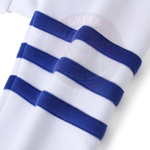 Suéter de Mujer de Punto Acrílico de Manga Larga con Letras Griegas Bordadas y Rayas Blancas y Azules de la Hermandad Zeta Phi ZPB - Product Image 5